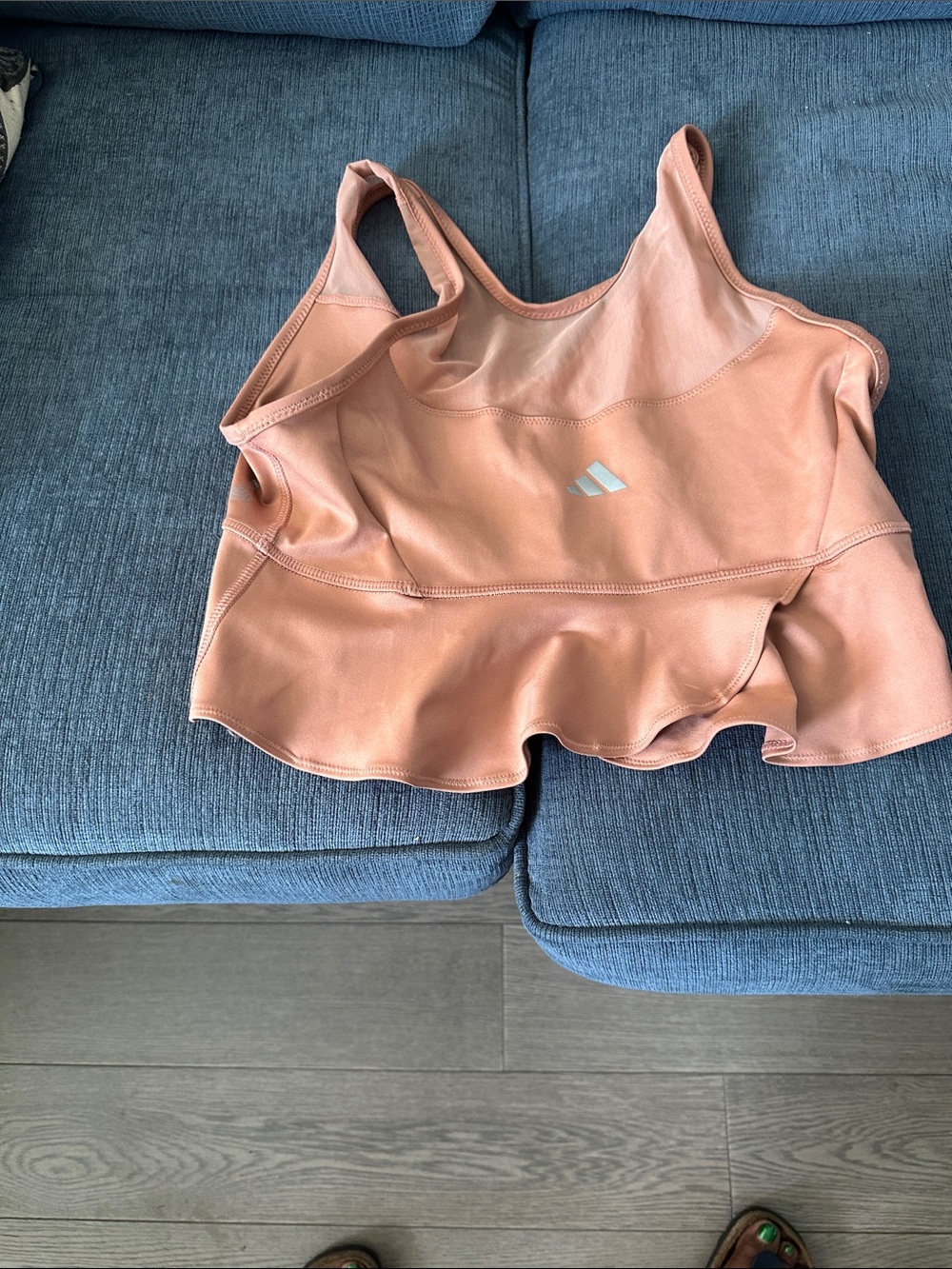 adidas Rose Pink Peplum Sports Tank with Built-in Support
